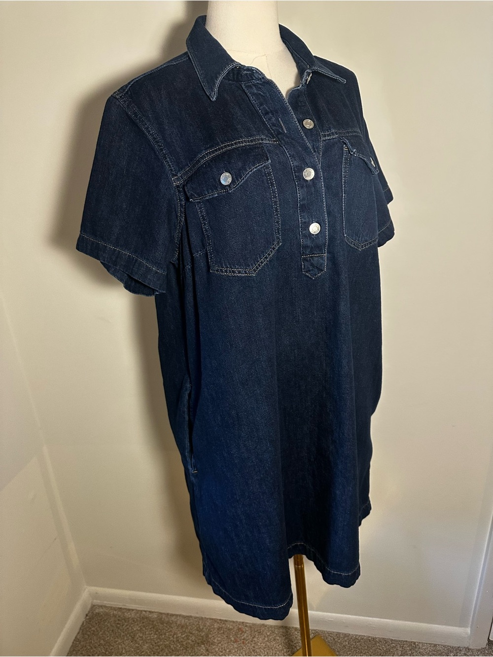 Gap Denim Short Sleeve Shirt Dress – Size Large 100% Cotton - Picture 12 of 15